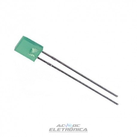 Led 5mm verde difuso retangular 800mcd