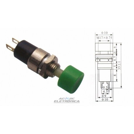 Chave push button DS-323 verde NA