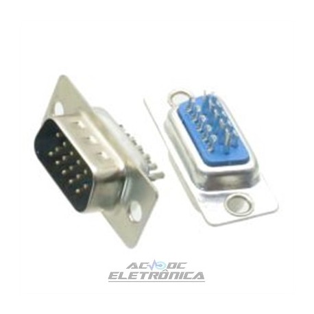 Conector DB15 vga macho solda fio