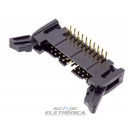 Conector 20 vias H latch IDC 90º c/ejetor