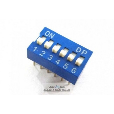 Chave dip switch 06 vias 180º