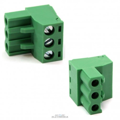 Conector AKZ950 03 vias 90º 5.08mm borne