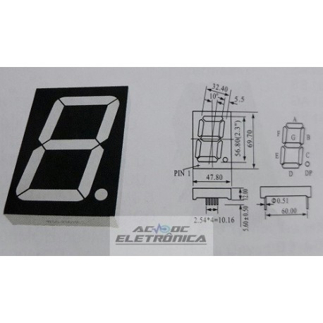 Display 7 seguimentos anodo verde 69,7x47,8x12mm HS-23101BG