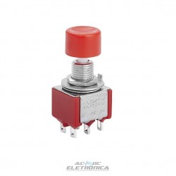 Chave push button 02 polos 06 terminais 3A 125V