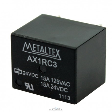 Relé 24Vcc 15A 1 contato reversivel - AX1RC3 Metaltex