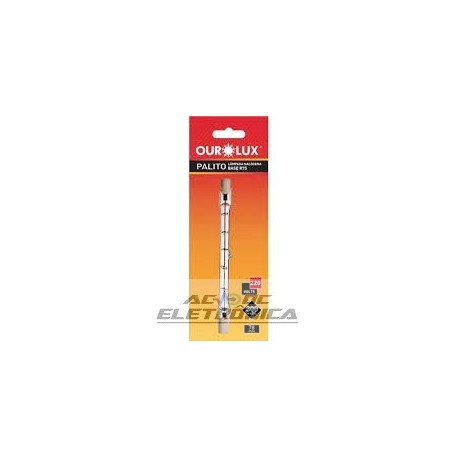 Lâmpada halógena 300w 220v 118mm palito Base R7S - Ouroluz