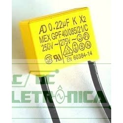 Capacitor poliester 220nf x 250Vac - 0.22uF 250v~