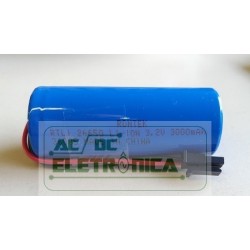 Bateria recarregável 3,2V 3000mAh Li Fe PO4 c/fio - 26mmx65mm