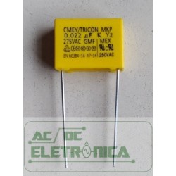 Capacitor poliester MKP 22nf x 275VAC - 0,022uF 275~