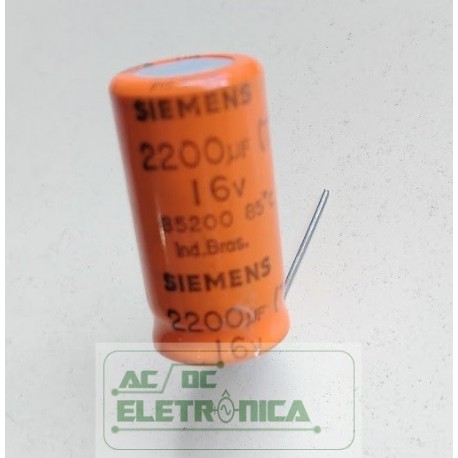 Capacitor eletrolitico 2200uf x 16v 85Cº 16x30mm Siemens