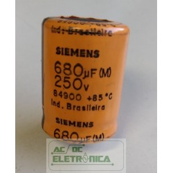 Capacitor eletrolitico 680uf 250v 85ºC 30x40mm snap