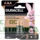Pilha 1.5V AAA Alcalina 15x50mm Duracell C/2