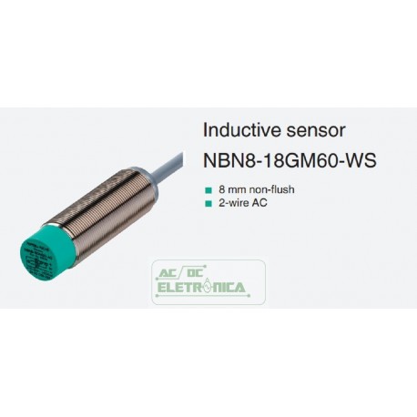 Sensor indutivo tubular 8mm 2 fios + terra - NBN8-18GM60-WS PEPPERL+FUCHS