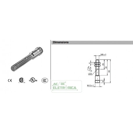 Sensor indutivo tubular 1,5mm 3 fios - NJ1,5-8GM40E2-V1 PEPPERL+FUCHS