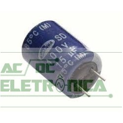 Capacitor eletrolitico 15uf x 400v 105º pino curto