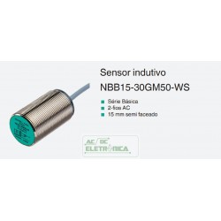 Sensor indutivo tubular 15mm 2 fios + terra - NBB15-30GM50-WS - PEPPERL+FUCHS