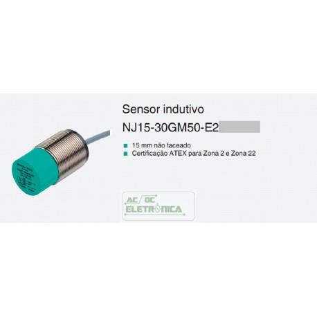 Sensor indutivo tubular 15mm 3 fios - NJ15-30GM50-E2 PEPPERL+FUCHS