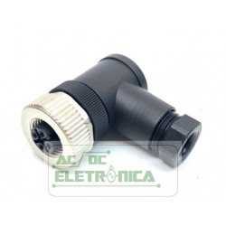 Conector circular 4 vias femea M12 angular(90º) - V1-W-BK PN:224884