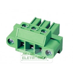 Conector 03 vias passo 7.62mm borne EC762VM c/ flange - DINKLE