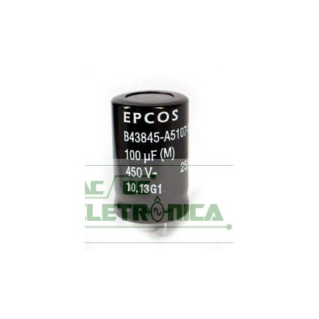 Capacitor eletrolitico 100uf x 450v 85º - snap 35x23mm