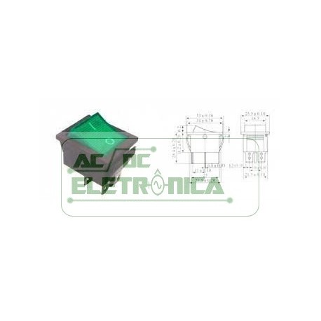 Chave gangorra KCD4 16A 250V~ 4T verde