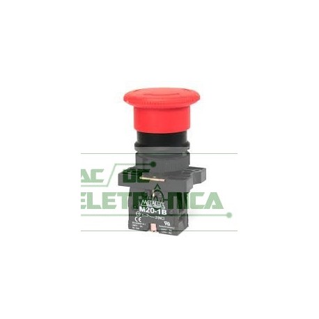 Botão de comando cogumelo Metaltex P20BKR-R-1B