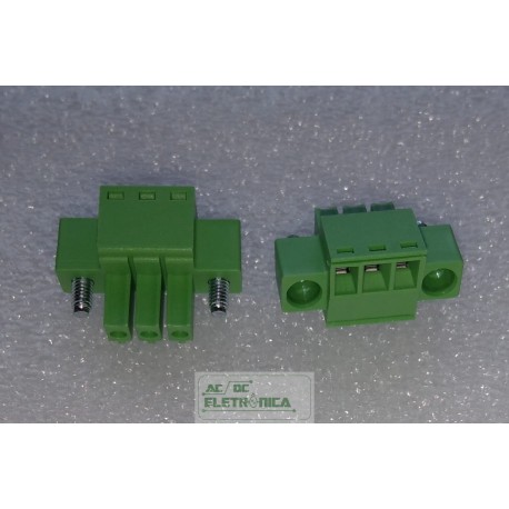 Conector 03 vias 3.50mm borne c/flange - EC350VM-03p