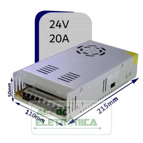 Fonte de alimentação 24V 20A 480W 110/220v - colmeia