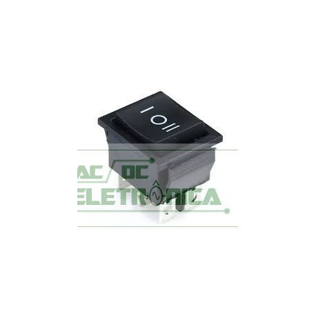 Chave gangorra KCD4 16A 250V~ on/off/on 6T preta