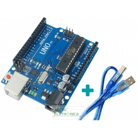 Placa Uno R3 + cabo USB para Arduino