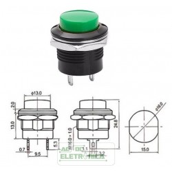 Chave push button R13-507 M16 02 terminais verde