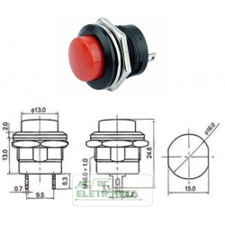 Chave push button R13-507 M16 02 terminais vermelha