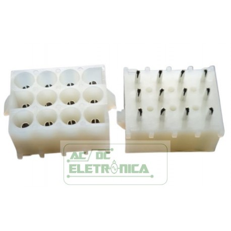Conector 12 vias femea hylok 6,35mm 660512WF PCI - Excon