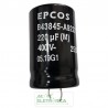 Capacitor eletrolitico 220uf 400v 85ºC epcos 25x40mm snapin