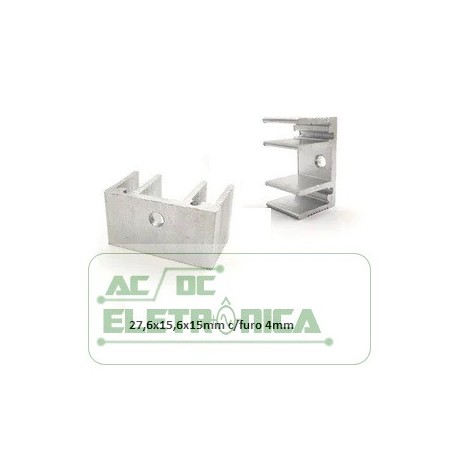 Dissipador de calor 27,6x15,6x15mm aluminio c/furo 4mm