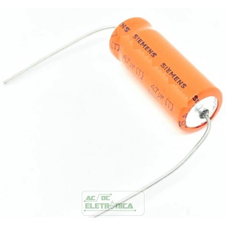 Capacitor eletrolitico 4,7uf x 100v 85º Bipolar axial siemens 15x30mm