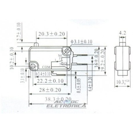 Chave micro switch KW11-7-1 3T 16A 250V