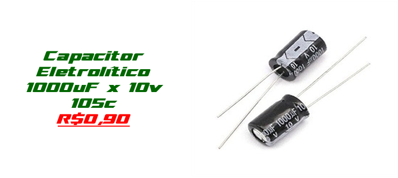 Capacitor eletrolítico 1000uf x 10v 105º